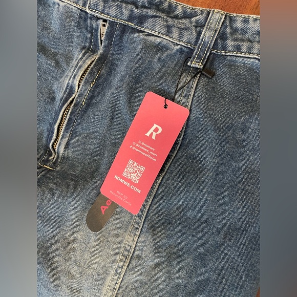 Romwe western country Punk Star Pattern Raw Hem Slant Pocket Denim skirt - Picture 12 of 12